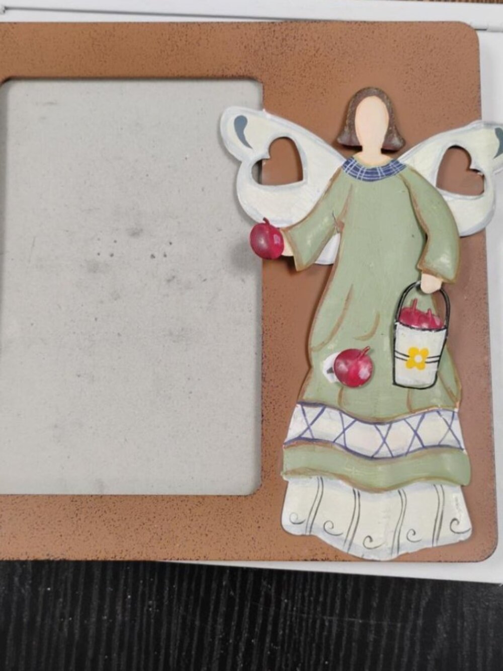 Metal Angel Picture Frame Folk Art Apple Garden Rustic Country Decor